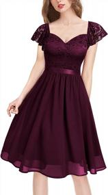 img 4 attached to MISSMAY Women'S Vintage V-Neck Floral Lace Ruffle Sleeve Cocktail Party Dress For Women