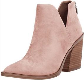 img 4 attached to Stylish FISACE Women'S Faux Leather Ankle Boots With Stacked Mid-Heel And V-Cut Back Zipper