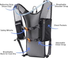 img 3 attached to 💧 H2O Comfort: Hydration Pack Vest with 2L Water Bladder, Lightweight Adjustable Backpack for Running, Cycling, Hiking