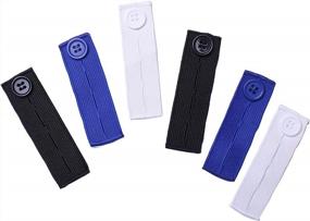 img 2 attached to Набор из 6 эластичных удлинителей на пуговицы для мужчин и женщин | Регулируемые расширители талии для джинсов, брюк, брюк и платьев (3 цвета)