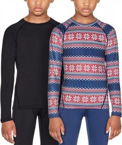 img 3 attached to Comfy Thermal Long Sleeve Tops For Kids: Crew Neck Fleece Lined Compression Base Layer Shirts By TSLA