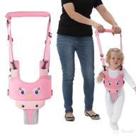 👶 adjustable handheld baby walking harness - safe standing & walk learning helper for 8+ months baby with detachable crotch - pink-chick design logo