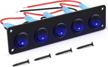 waterproof 5-gang 3-pin rocker switch panel with 20a on/off blue toggle switch for cars, trucks, and boats - 12v, backed by 2-year warranty - by gooacc logo