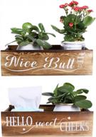 garma farmhouse wooden bathroom decor box: a rustic toilet paper holder with dual side design for countertop and vanity storage logo