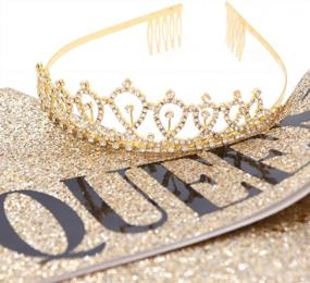 img 1 attached to Birthday Royalty: The Perfect "Birthday Queen" Sash & Rhinestone Tiara Kit For Women'S 21St And 30Th Birthday Celebrations (Gold Glitter With Black Lettering)