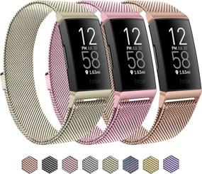 img 4 attached to Enhance Your Fitbit Charge 4 & Wellness Trackers: Get the 3 Pack Metal Bands for App-Enabled Activity!