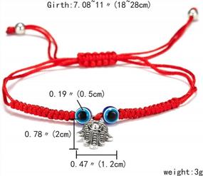 img 3 attached to Adjustable Braided Evil Eye Pendant Bracelet Anklet With Hand, Turtle And Elephant Charms For Men And Women In Red, Blue And Black Lines - Fashion Jewelry