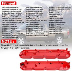 img 2 attached to Red Valve Covers for Silverado, Sierra, Express, Savana, Avalanche, Suburban, Trailblazer, Tahoe, Yukon, 🔴 Escalade, Camaro, Corvette, CTS-V, Firebird, GTO- Compatible with 4.8L, 5.3L, 6.0L, 5.7L, 6.2L V8 Engines