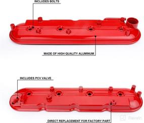 img 1 attached to Red Valve Covers for Silverado, Sierra, Express, Savana, Avalanche, Suburban, Trailblazer, Tahoe, Yukon, 🔴 Escalade, Camaro, Corvette, CTS-V, Firebird, GTO- Compatible with 4.8L, 5.3L, 6.0L, 5.7L, 6.2L V8 Engines