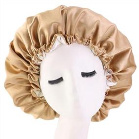 img 3 attached to Adjustable Double-Layered Satin Silk Bonnet For Curly Hair, Braids And Sleeping - Large Women'S Bonnet For Hair Protection