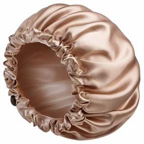img 4 attached to Adjustable Double-Layered Satin Silk Bonnet For Curly Hair, Braids And Sleeping - Large Women'S Bonnet For Hair Protection