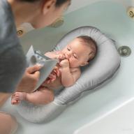 🛁 soft anti-slip baby bath mat, kakiblin infant bath cushion pad with bath pillow support, grey logo