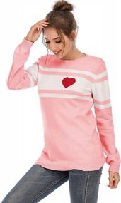 img 2 attached to Shermie Women'S Crew Neck Pullover Sweaters Long Sleeve Knitted Striped Sweater