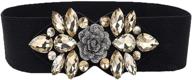 vivilly black stretch rhinestone crystal women's accessories via belts logo