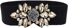 img 4 attached to Vivilly Black Stretch Rhinestone Crystal Women's Accessories via Belts
