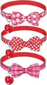 img 4 attached to 🐱 KOOLTAIL 3 Pack Cat Collar Breakaway Adjustable with Bow Tie and Bell - Ideal for Kittens, Puppies, and Kitty Cats