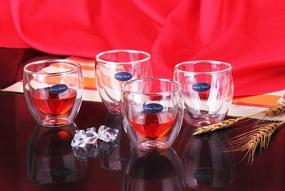 img 2 attached to Set Of 4 Double Walled Glass Shot Glasses And Espresso Cups - 3 Oz. Each With Gift Box By Amlong Crystal