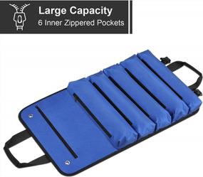 img 2 attached to SITHON Heavy Duty Water Resistant Tool Roll Up Bag With 7 Zippered Pockets - Perfect Organizer For Any Tradesperson Or DIY Enthusiast!