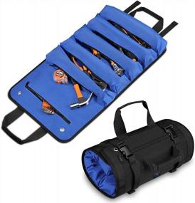 img 4 attached to SITHON Heavy Duty Water Resistant Tool Roll Up Bag With 7 Zippered Pockets - Perfect Organizer For Any Tradesperson Or DIY Enthusiast!