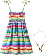 flenwgo bohemian sleeveless rainbow beach sundress girls' clothing : dresses logo