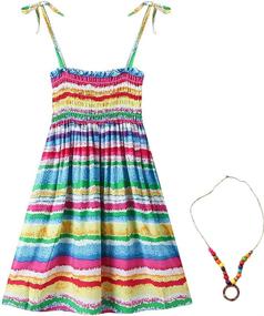 img 4 attached to Flenwgo Bohemian Sleeveless Rainbow Beach Sundress Girls' Clothing : Dresses