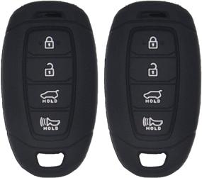 img 4 attached to 🔑 WEIBISS 2 Pack Silicone Rubber Remote Key Fob Cover - Black | For Hyundai Kona Azera Grandeur IG