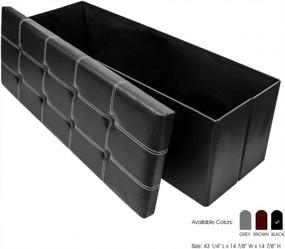 img 3 attached to Large Black Faux Leather Folding Storage Ottoman Bench - Multifunctional Foot Rest, Toy Box, And Hope Chest