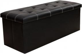 img 4 attached to Large Black Faux Leather Folding Storage Ottoman Bench - Multifunctional Foot Rest, Toy Box, And Hope Chest