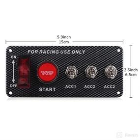 img 2 attached to 🏎️ 5-in-1 Carbon Fiber Ignition Starter Switch Panel: 12V Ignition Switch for Racing Car with Engine Push Button, LED Toggle Switches - Ideal for RVs, Trucks, and Race Cars