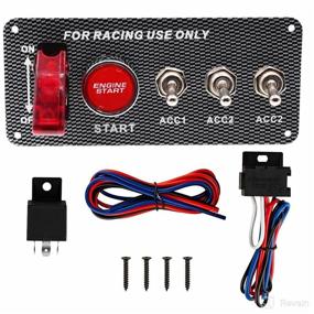 img 4 attached to 🏎️ 5-in-1 Carbon Fiber Ignition Starter Switch Panel: 12V Ignition Switch for Racing Car with Engine Push Button, LED Toggle Switches - Ideal for RVs, Trucks, and Race Cars