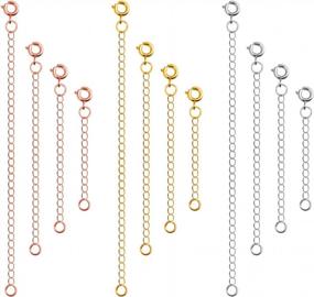 img 4 attached to Удлинители ювелирных изделий для ожерелий, Anezus 12 шт. удлинители ожерелья, удлинители цепочек для изготовления ожерелий, браслетов и ювелирных изделий (разные размеры и цвета)