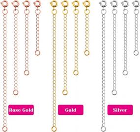 img 3 attached to Jewelry Extenders For Necklaces, Anezus 12Pcs Necklace Extenders, Chain Extenders For Necklace, Bracelet And Jewelry Making (Assorted Sizes & Colors)