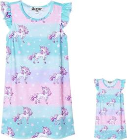 img 4 attached to 👸 Jxstar Girls & Doll Nightgowns Pajamas: Princess Sleepwear with Flutter Sleeves for Night Dresses