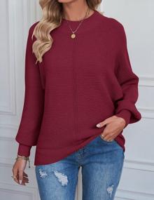 img 3 attached to Soft Ribbed Knit Batwing Sweater Top For Women'S Long Sleeve Pullover With Crew Neck By TECREW