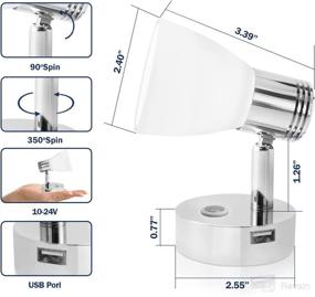 img 2 attached to 🚐 Светильники для чтения RV 12V с портом USB - светильники для интерьера с матовым стеклом, алюминиевый корпус с серебристым покрытием - THALASSA
