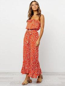 img 2 attached to Anna-Kaci Women'S Sexy Polka Dot Tube Top Jumpsuit W/ Off Shoulder & Wide Flared Leg Chiffon Romper Belt