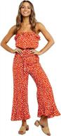 anna-kaci women's sexy polka dot tube top jumpsuit w/ off shoulder & wide flared leg chiffon romper belt logo