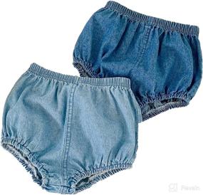 img 3 attached to 🩳 2pcs Unisex Loose Harem Shorts for Baby Girls and Boys - Colorful Denim Toddler Bloomers Shorts