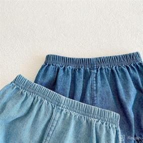 img 1 attached to 🩳 2pcs Unisex Loose Harem Shorts for Baby Girls and Boys - Colorful Denim Toddler Bloomers Shorts