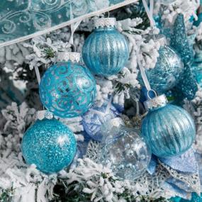 img 1 attached to Sparkling Set Of 25 Clear Shatterproof Christmas Ball Ornaments - Hanging Decorations For Xmas Tree, Weddings, Parties - Glitzy Light Blue Glitter Design - 60Mm/2.36 Inch Size