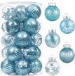 sparkling set of 25 clear shatterproof christmas ball ornaments - hanging decorations for xmas tree, weddings, parties - glitzy light blue glitter design - 60mm/2.36 inch size logo