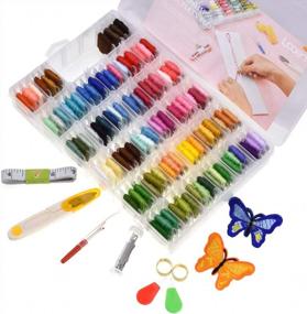 img 4 attached to Get Crafty With Looen'S 100-Color Embroidery Floss Set + Organizer Box And 41 Cross Stitch Kit