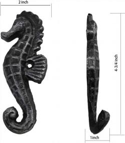 img 1 attached to Vintage Wrought Iron Wall Hook With Seahorse Design - Coat & Hat Hanger W/ Screws Included