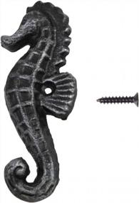 img 2 attached to Vintage Wrought Iron Wall Hook With Seahorse Design - Coat & Hat Hanger W/ Screws Included