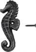 vintage wrought iron wall hook with seahorse design - coat & hat hanger w/ screws included logo