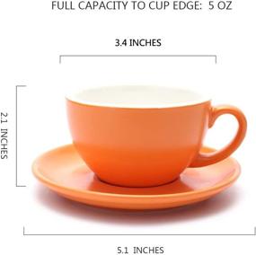 img 3 attached to Ceramic Latte Art Cup And Saucer Set - Perfect For Latte And Cappuccino, Ideal For Coffee Shop And Barista - Matte Orange Color, 10.5 Oz Capacity