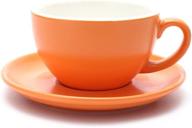 ceramic latte art cup and saucer set - perfect for latte and cappuccino, ideal for coffee shop and barista - matte orange color, 10.5 oz capacity logo