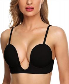 img 4 attached to Deep Plunge Push Up Bra For Women With Underwire, Low Back And Convertible Straps For Plunging Cleavage - HANSCA