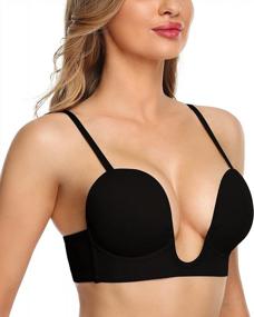 img 2 attached to Deep Plunge Push Up Bra For Women With Underwire, Low Back And Convertible Straps For Plunging Cleavage - HANSCA