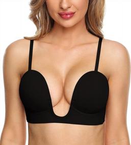 img 3 attached to Deep Plunge Push Up Bra For Women With Underwire, Low Back And Convertible Straps For Plunging Cleavage - HANSCA
